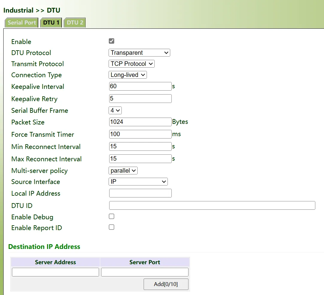 DTU1 configuration