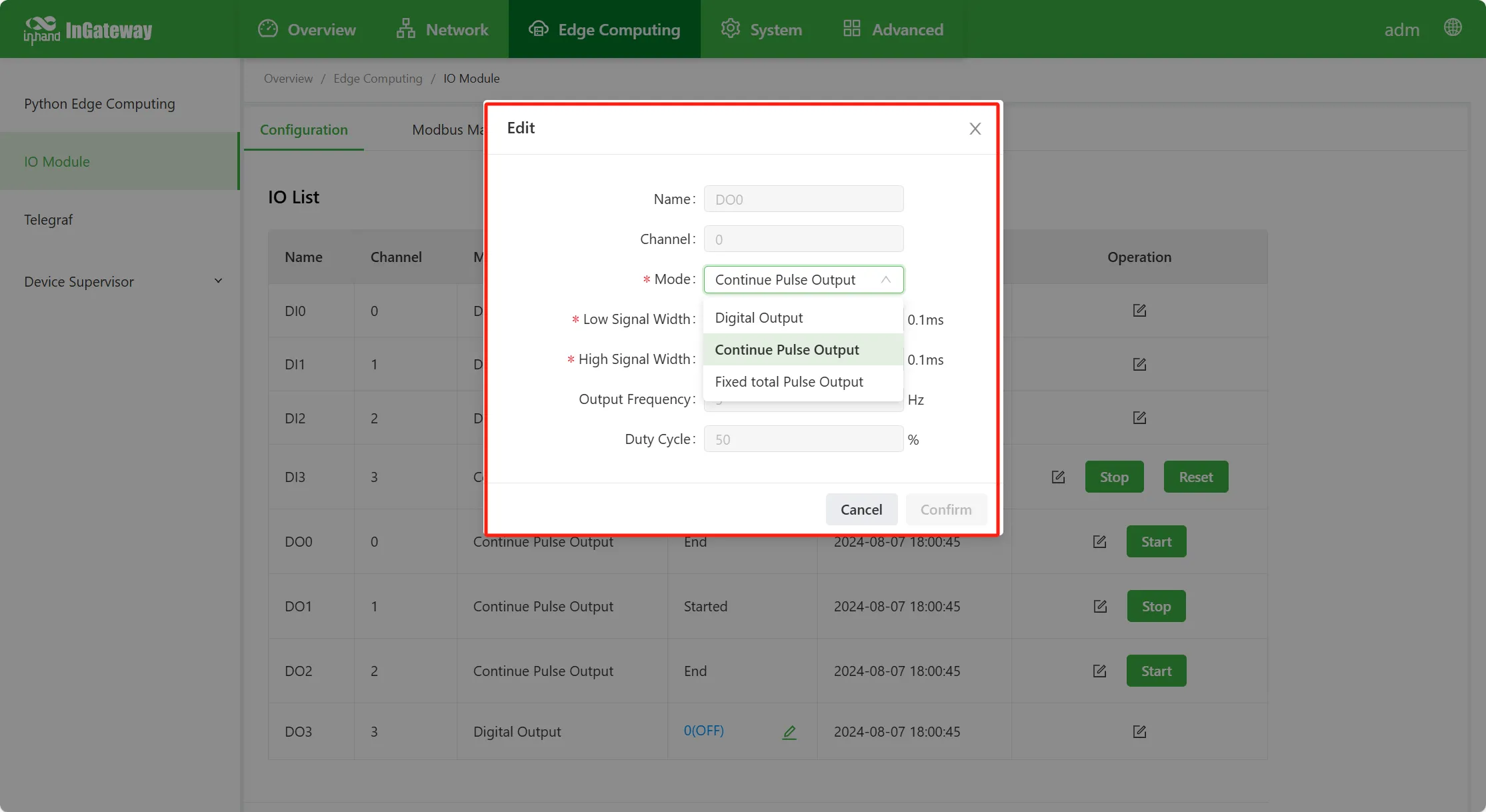Output IO configuration