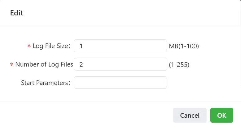 App log and parameter editing