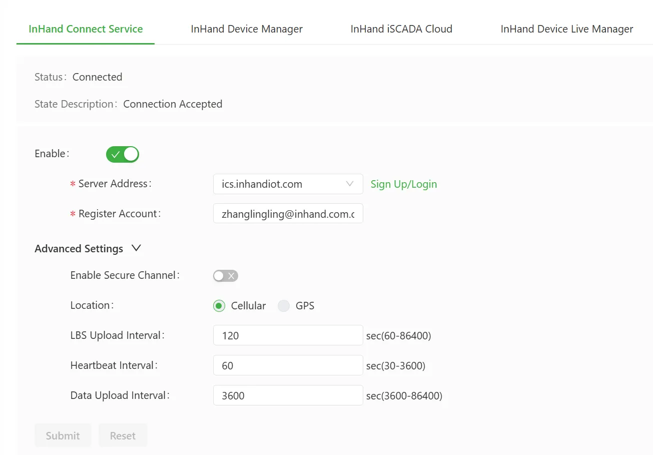 InConnect platform configuration