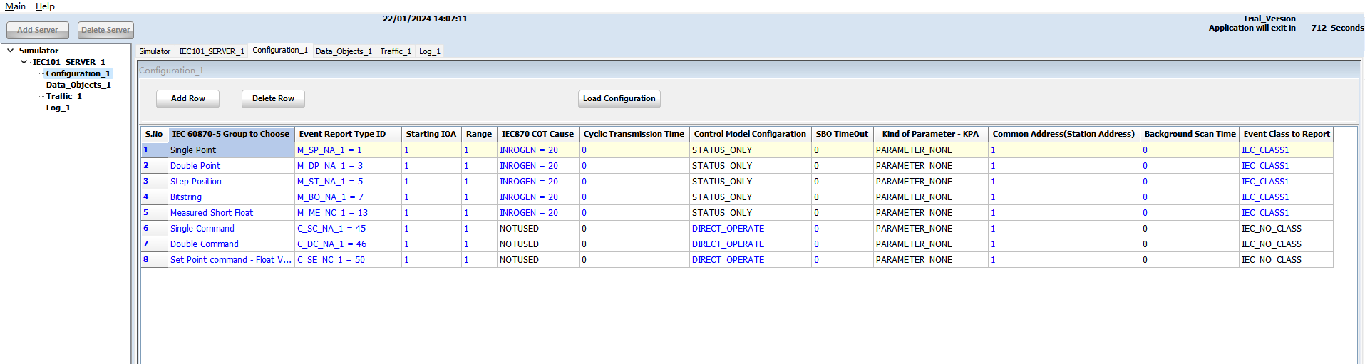 IEC 101 Server — Data Objects