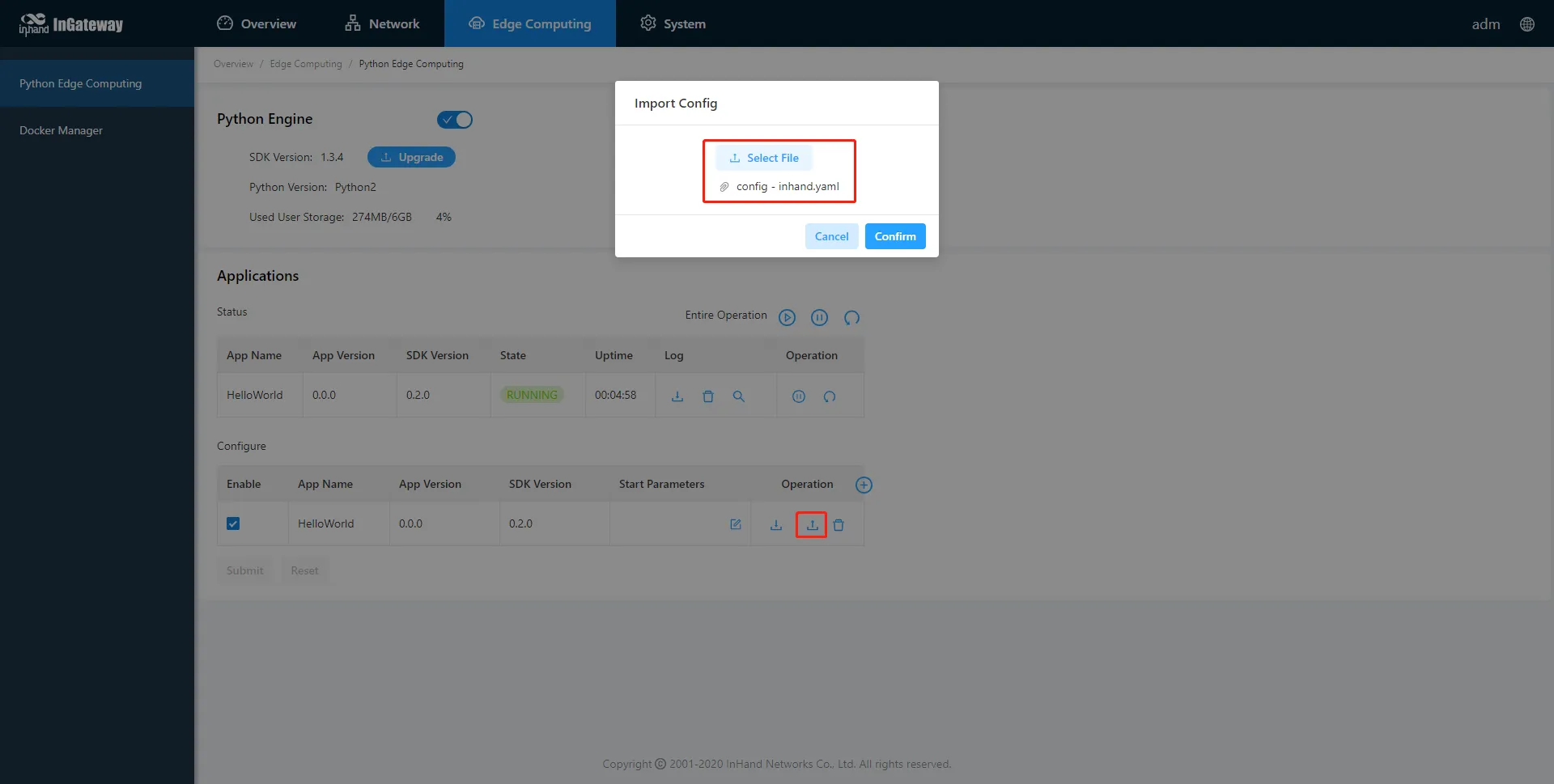 Import App configuration file