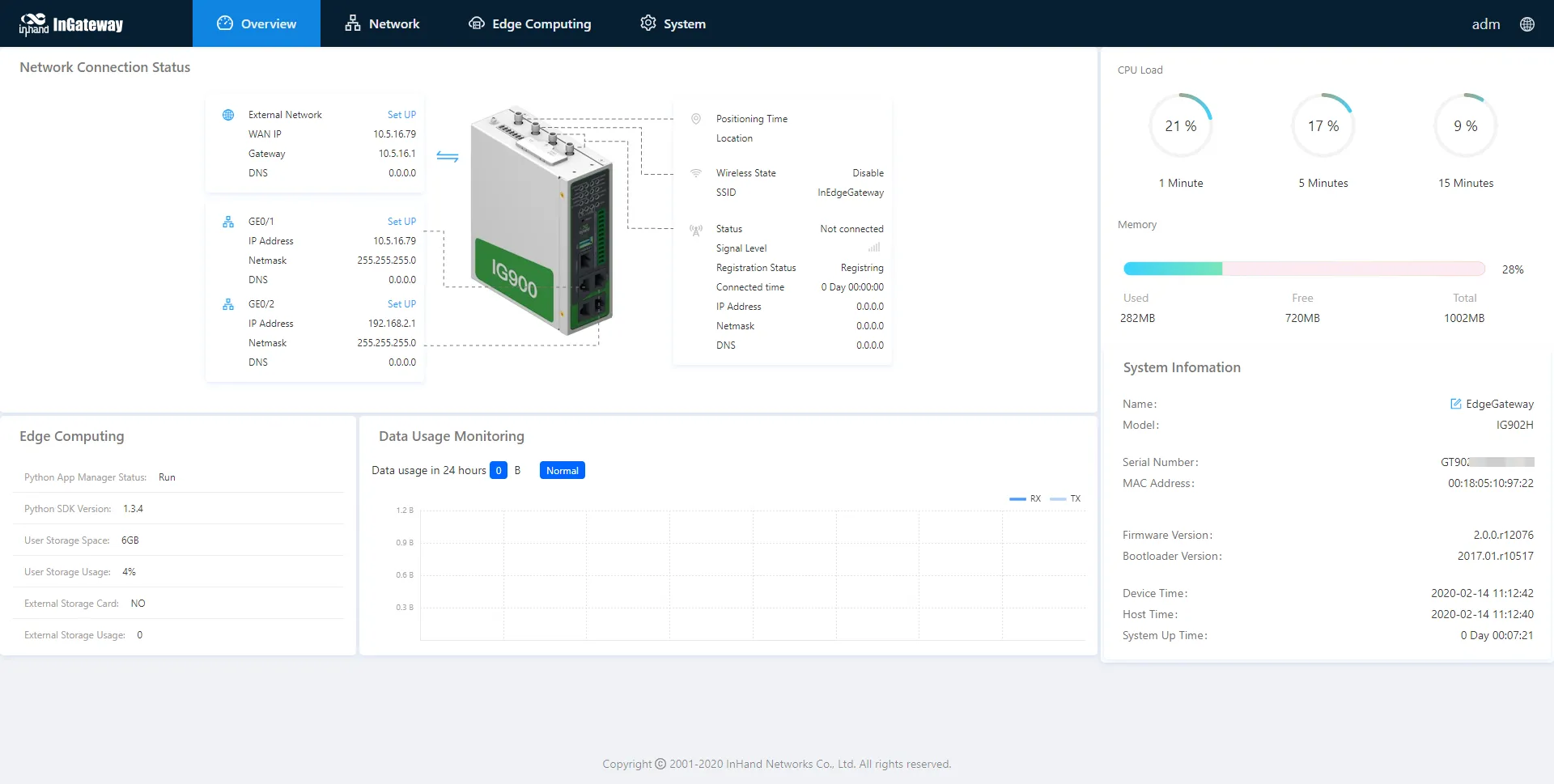 Web management interface