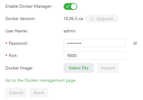 Docker manager enabled
