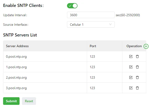 System Time - SNTP Client Configuration
