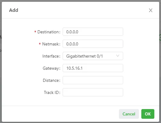Static route configuration