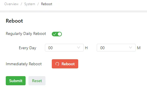Reboot Configuration