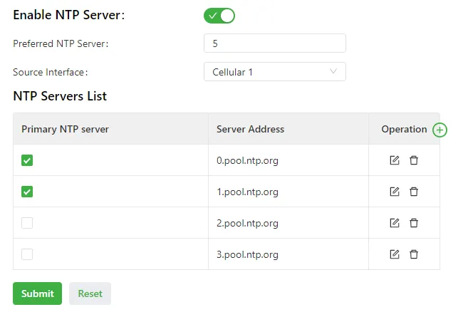 System Time - NTP Server Configuration