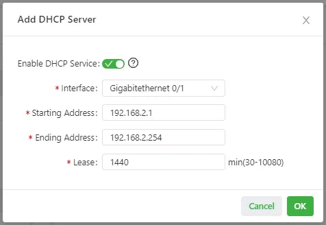 DHCP Server configuration