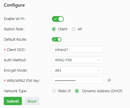 WLAN Client Mode Configuration