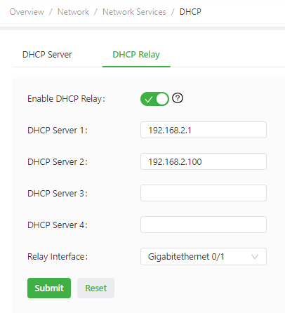 DHCP Relay configuration