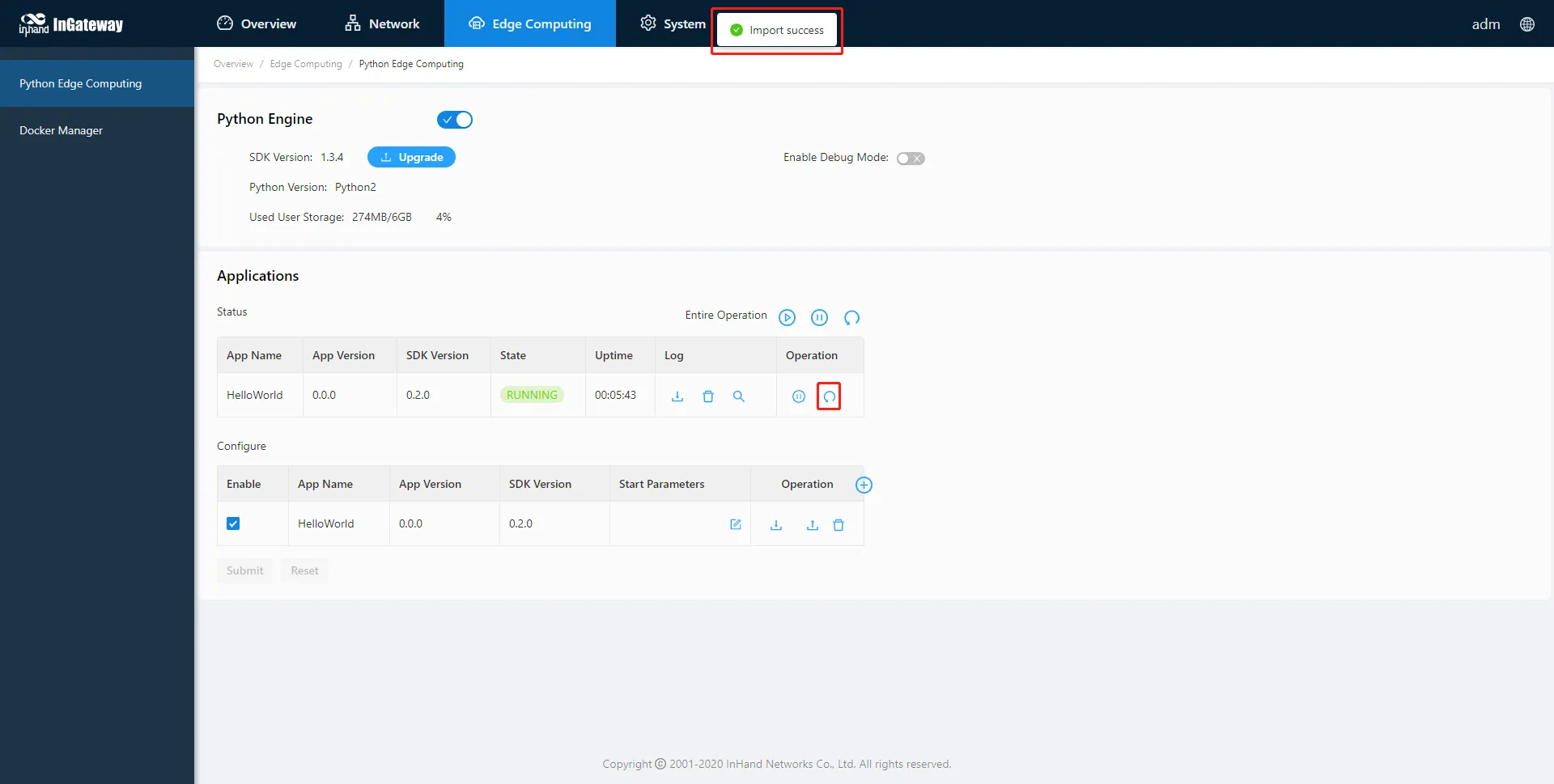 Restart App after configuration import