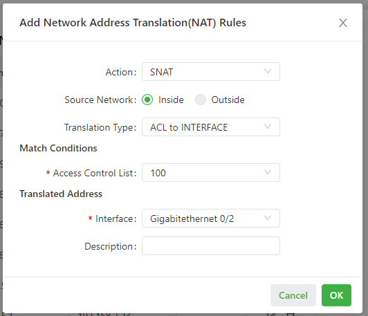 NAT rule configuration