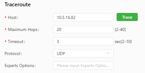 Network Tools - Traceroute Test Configuration