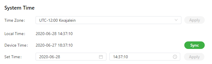 System Time - Time Zone and Manual Setting