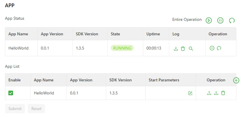 App running status example