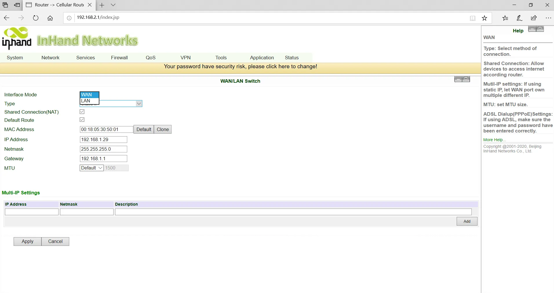 WAN Port Setup
