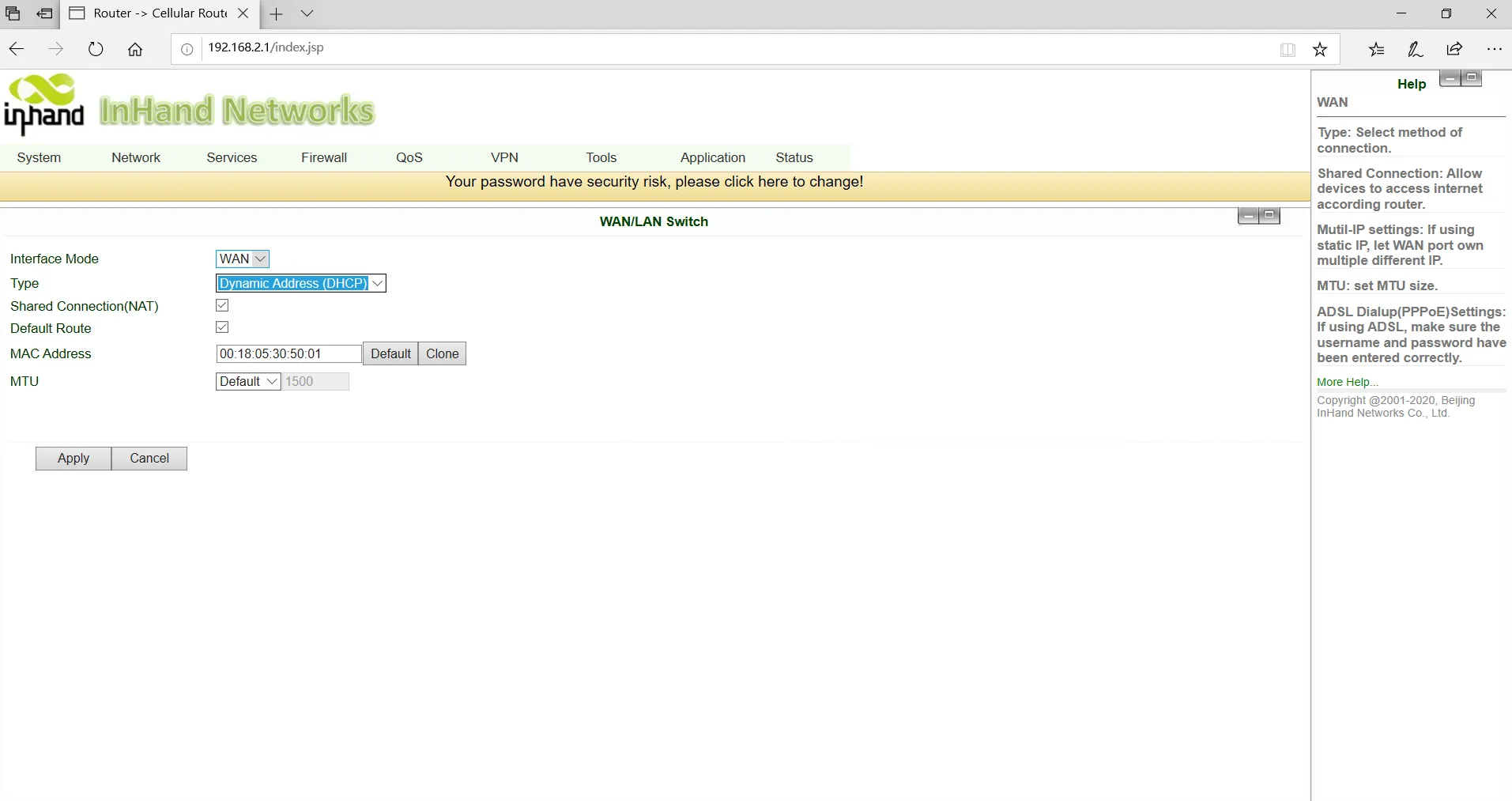 Dynamic IP Configuration of WAN