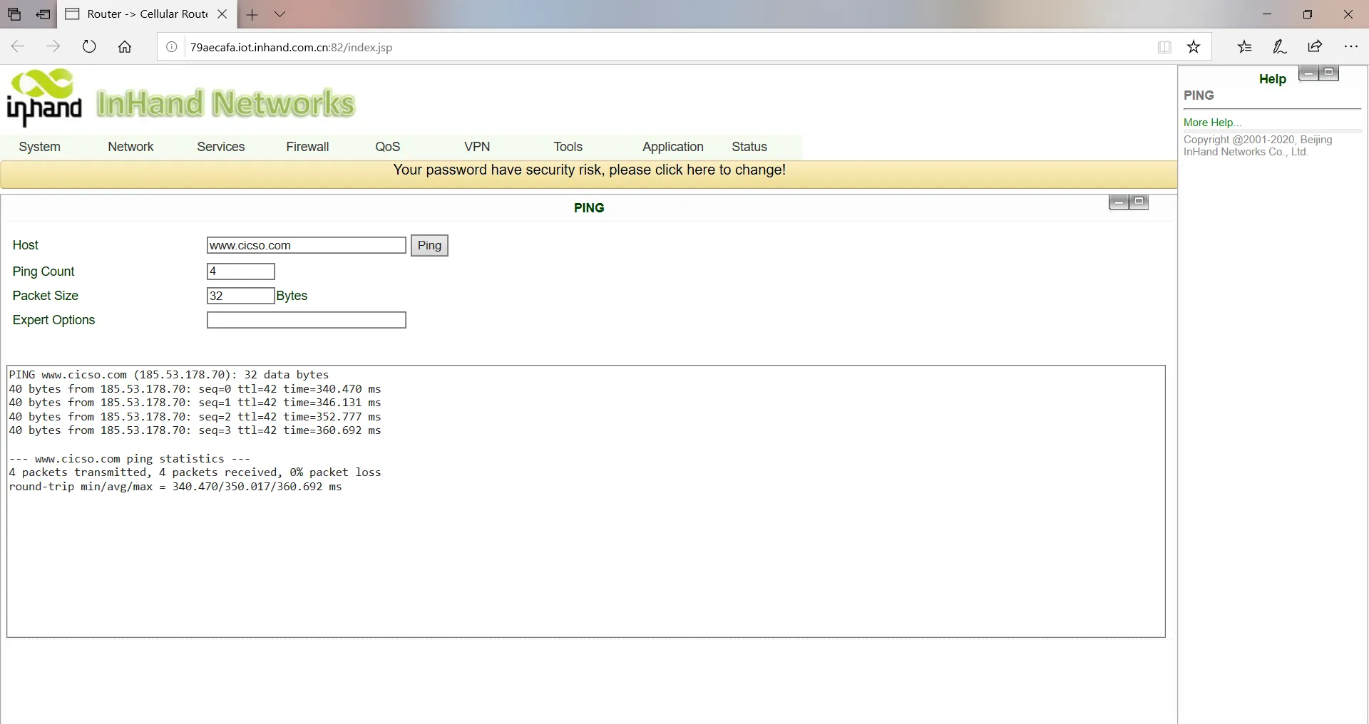 Ping Result