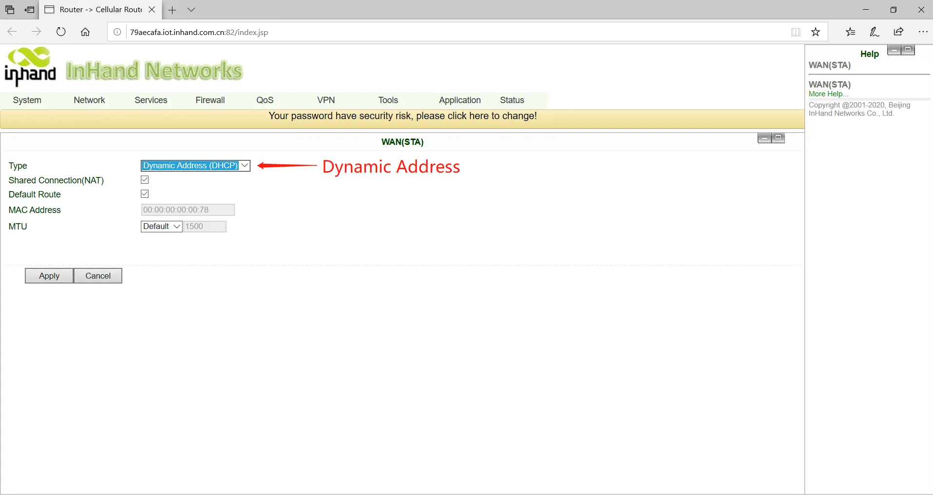 Dynamic Acquisition WAN (STA) Address