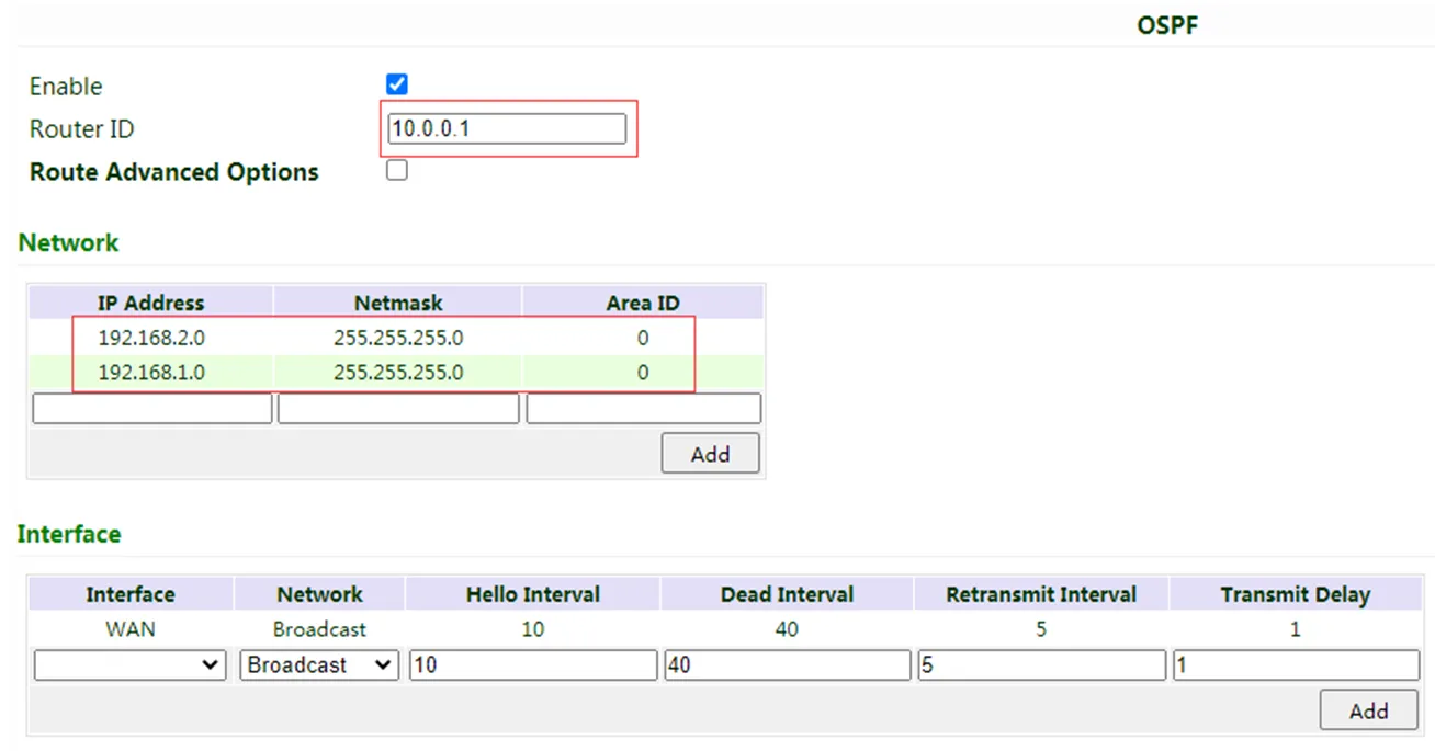 IR315-A OSPF Configuration