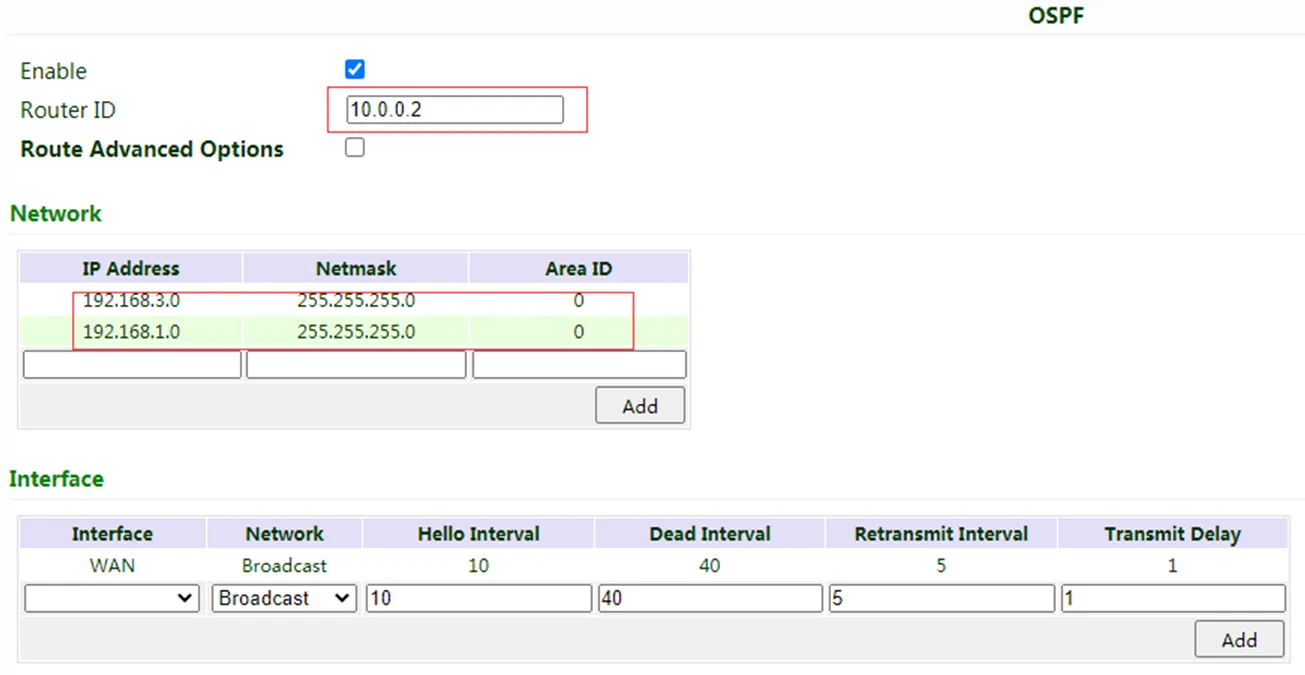 IR315-B OSPF Configuration