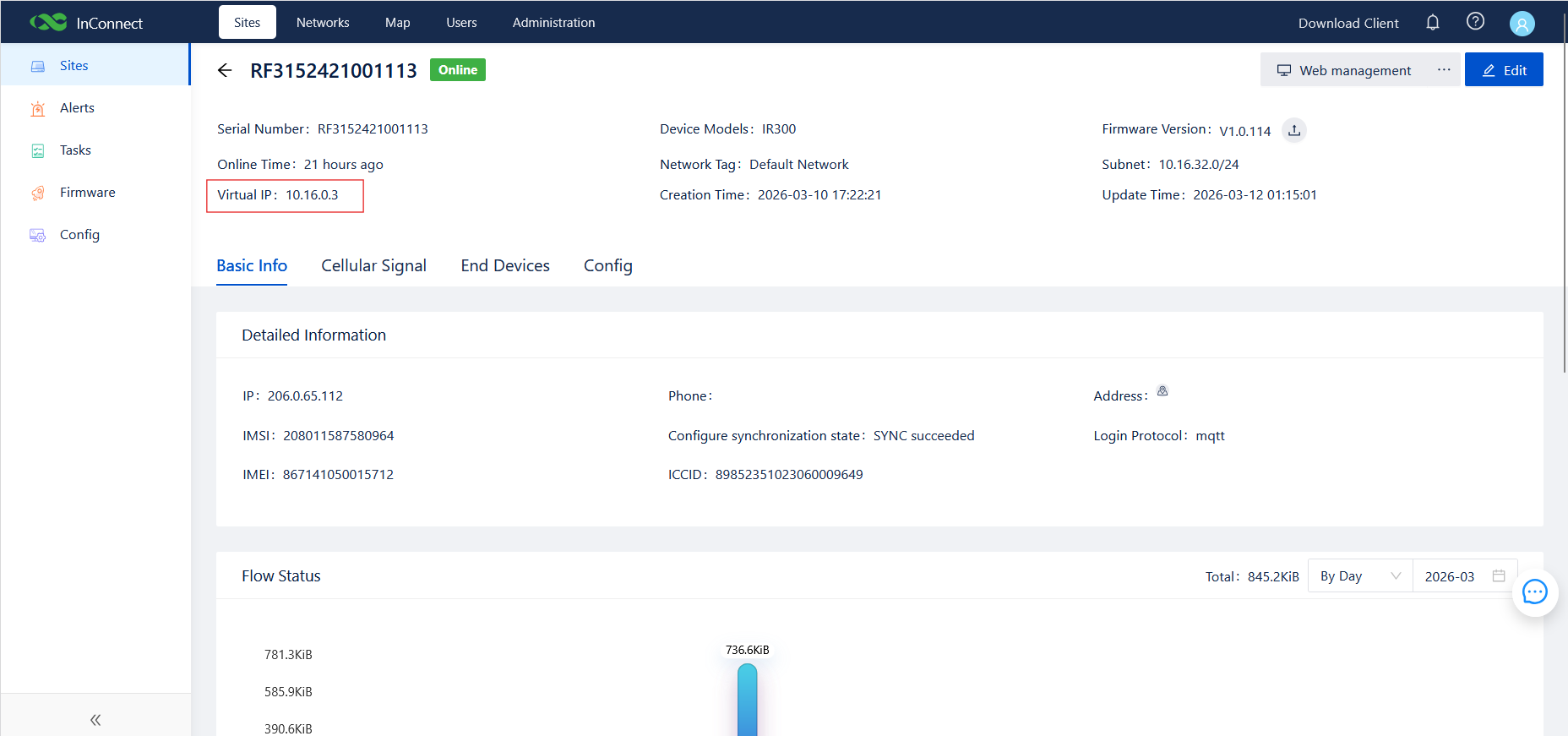 ICS device detail — Virtual IP