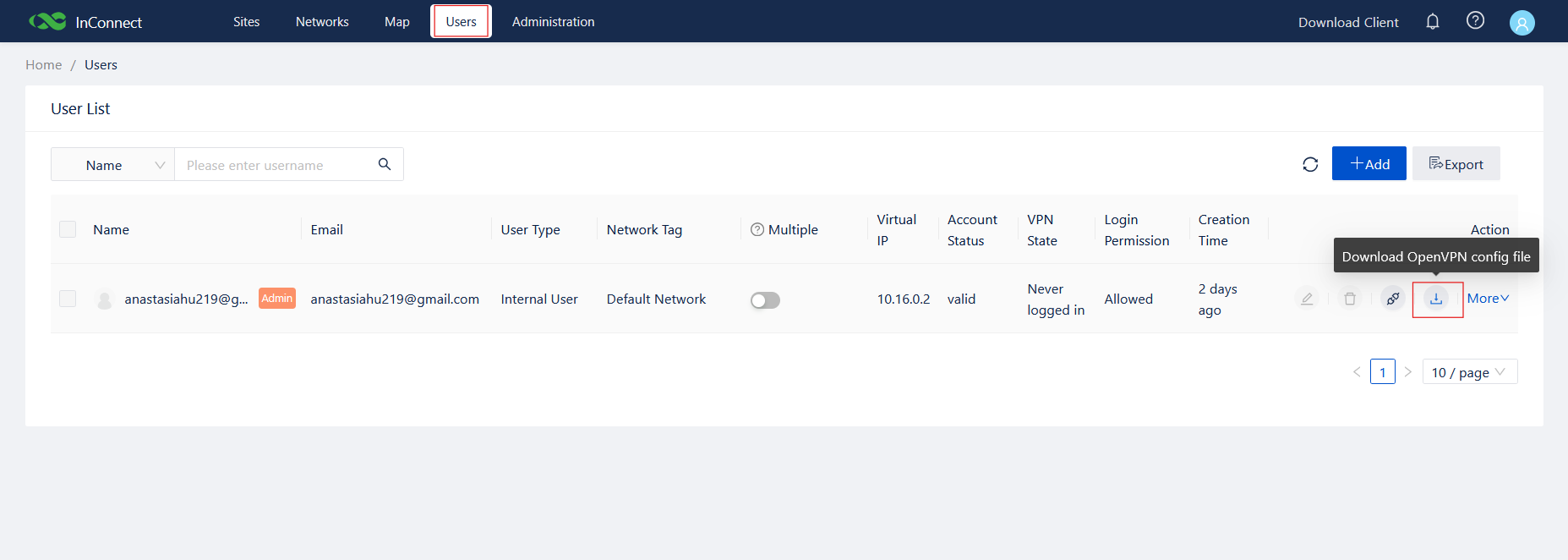 ICS Users — download OpenVPN config