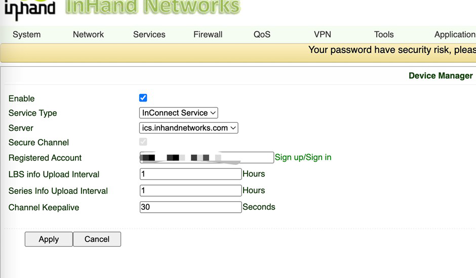 IR315 InConnect / Device Manager registration