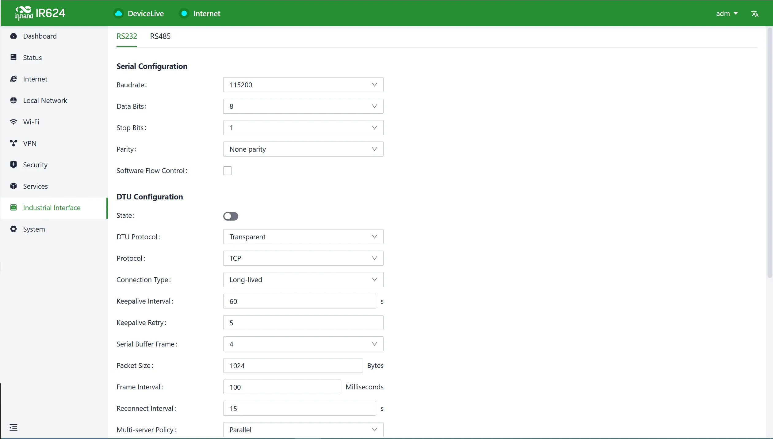 Industrial interface configuration