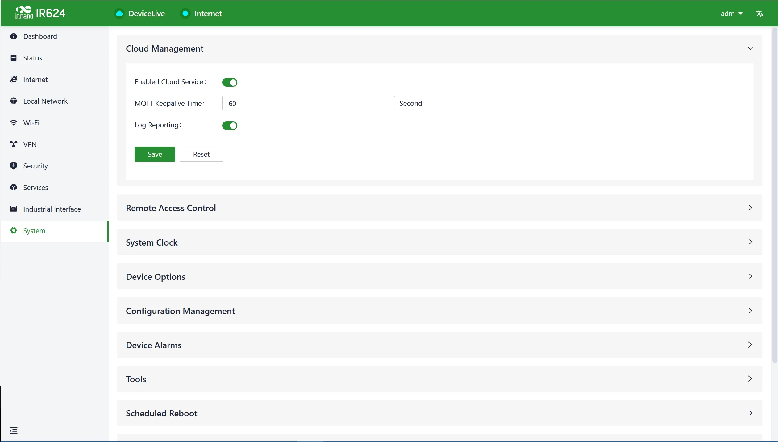 Cloud management configuration interface