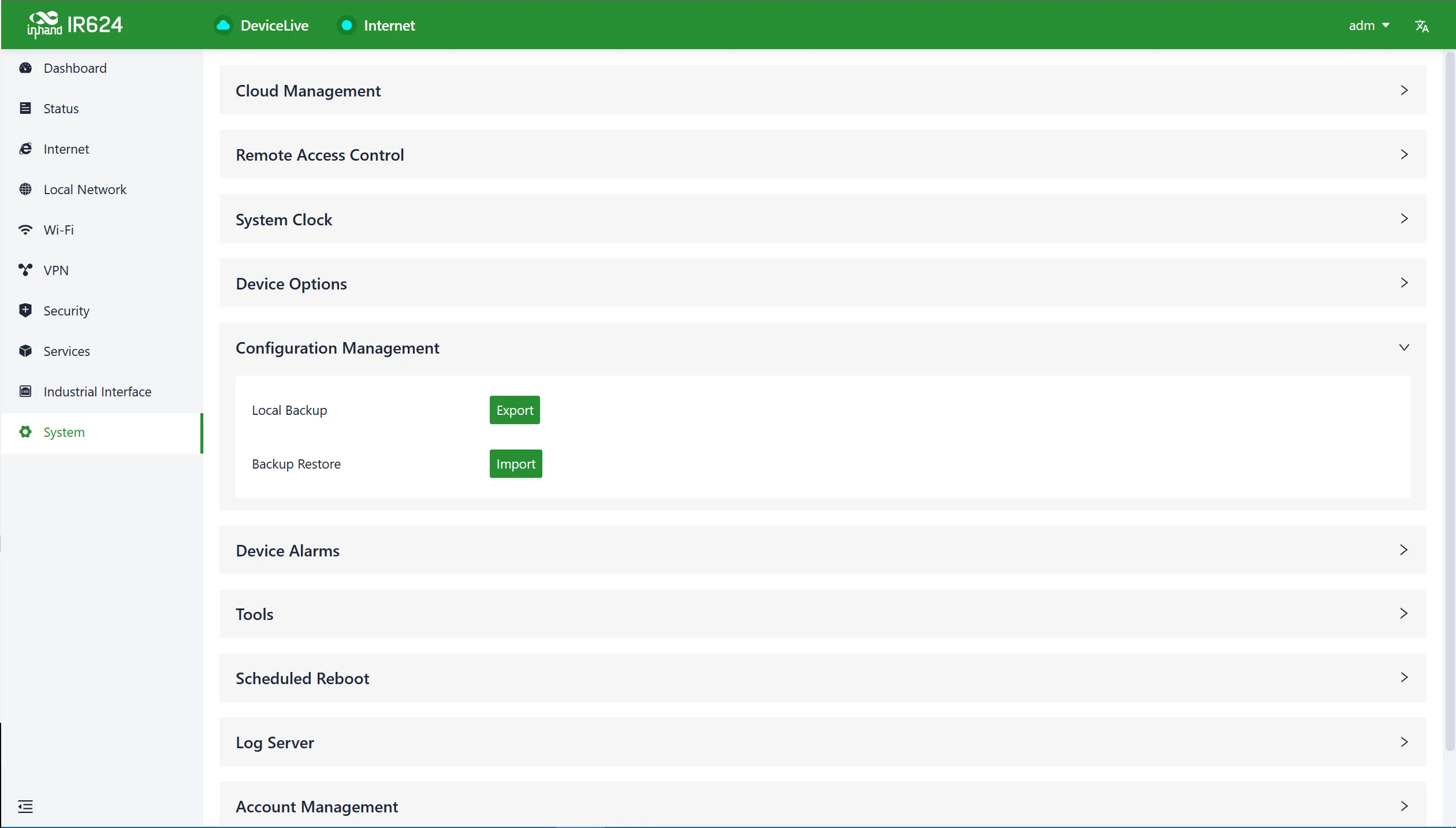 Configuration management interface
