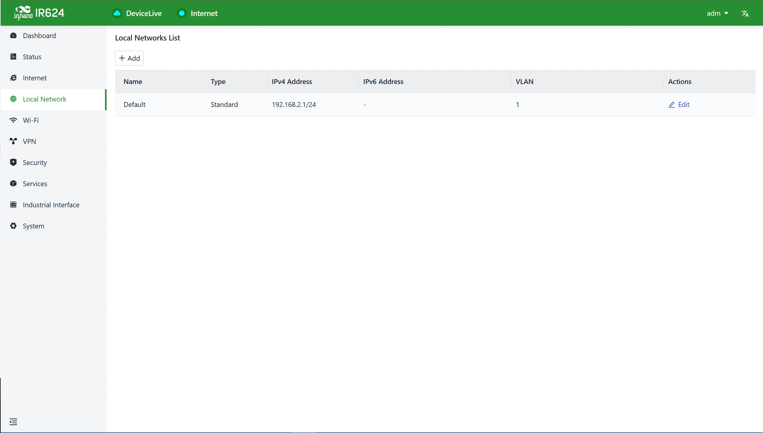 Local Network list interface