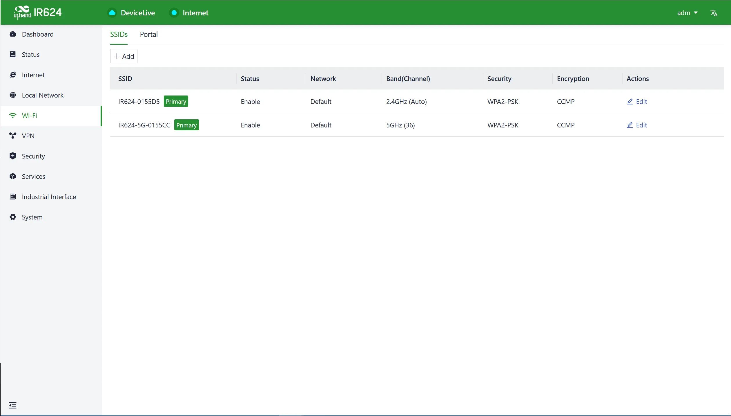 Wi-Fi list interface