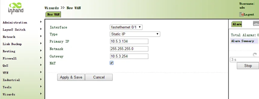 New WAN - Static IP