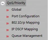 QoS/Priority Navigation Menu