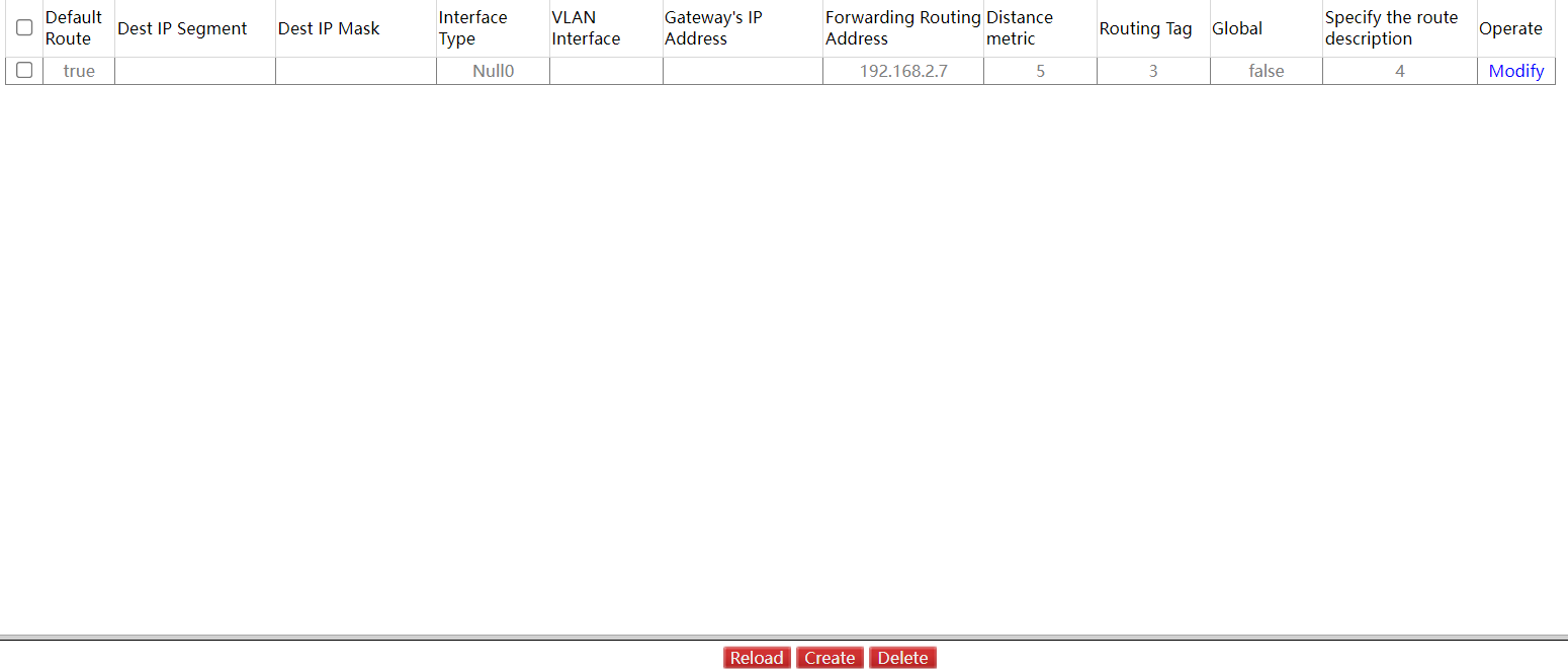 Static Route Page