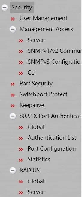 Security Navigation Menu