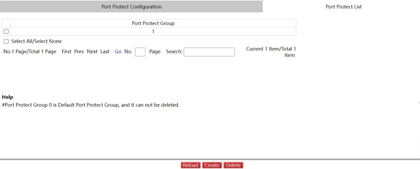 Port Protect List Page