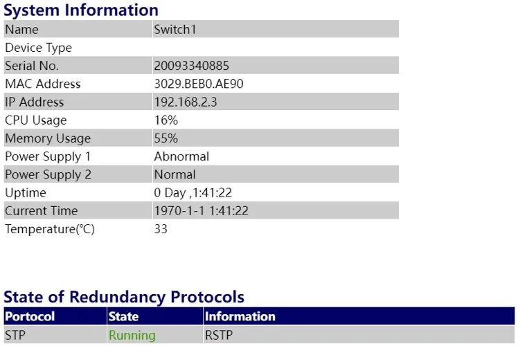 System Information Page - Part 1