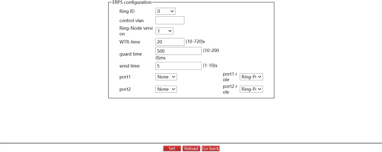 ERPS Configuration Page
