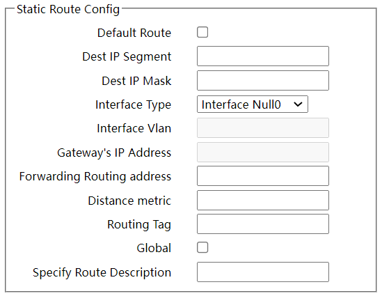 Create Static Route Page
