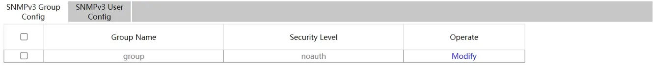 SNMPv3 Group Configuration Page