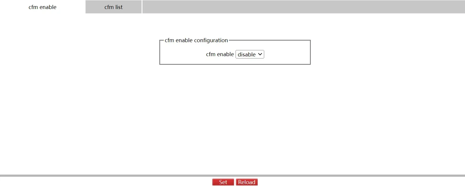 CFM Enable Configuration Page