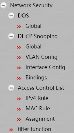 Network Security Navigation Menu