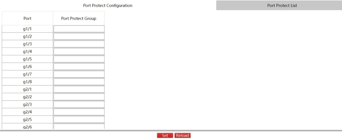 Switchport Protect Page