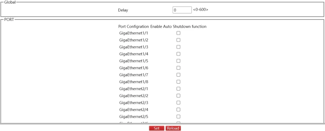 Auto-Shutdown Configuration Page