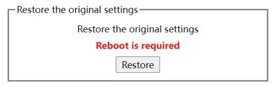Factory Settings Page