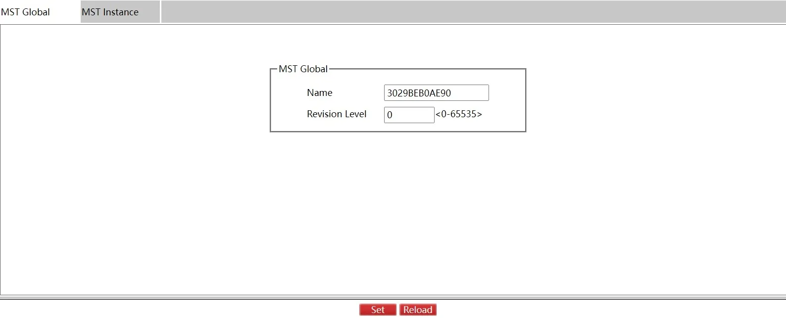 MST Global Configuration Page