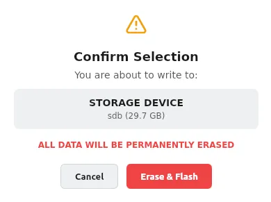 Erase & Flash confirmation